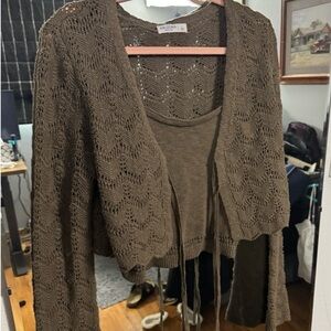 Arizona dark olive cropped length Sweater set